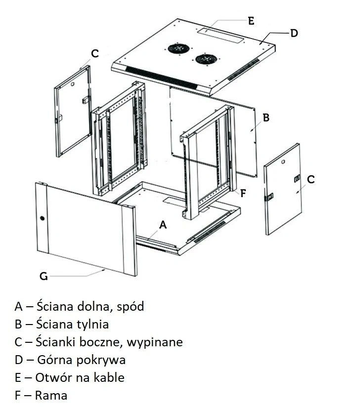 Extralink Racková skříň Extralink 9U 600x600 Černá montovaná na zdi