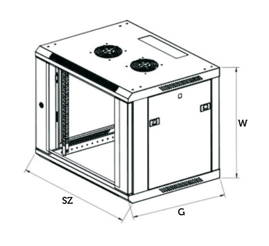 Extralink Racková skříň Extralink 6U 600x600 Černá montovaná na zdi