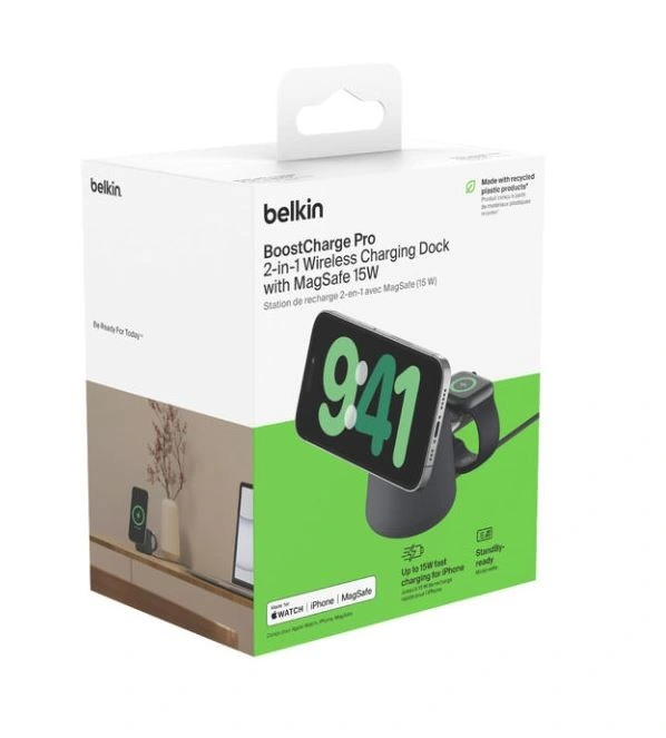 Belkin BOOST CHARGE PRO MagSafe 2v1 15W nabíjecí stojan, tmavá