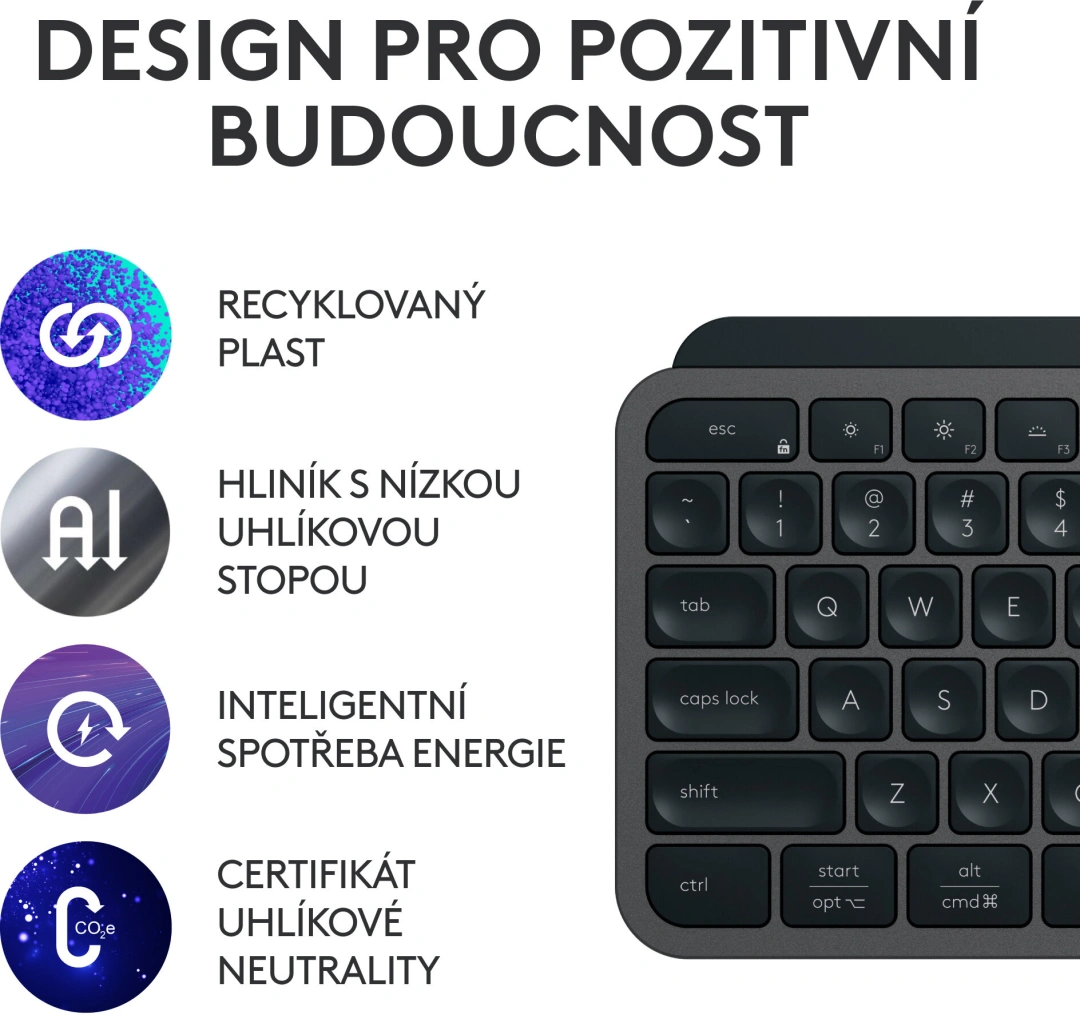 Logitech MX Keys S Plus, šedá