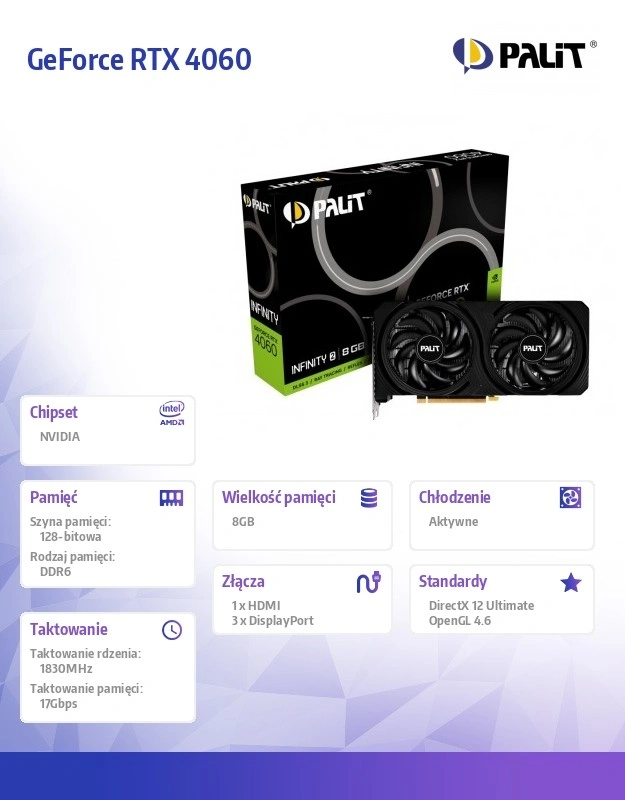 PALiT GeForce RTX 4060 Infinity 2, 8GB GDDR6