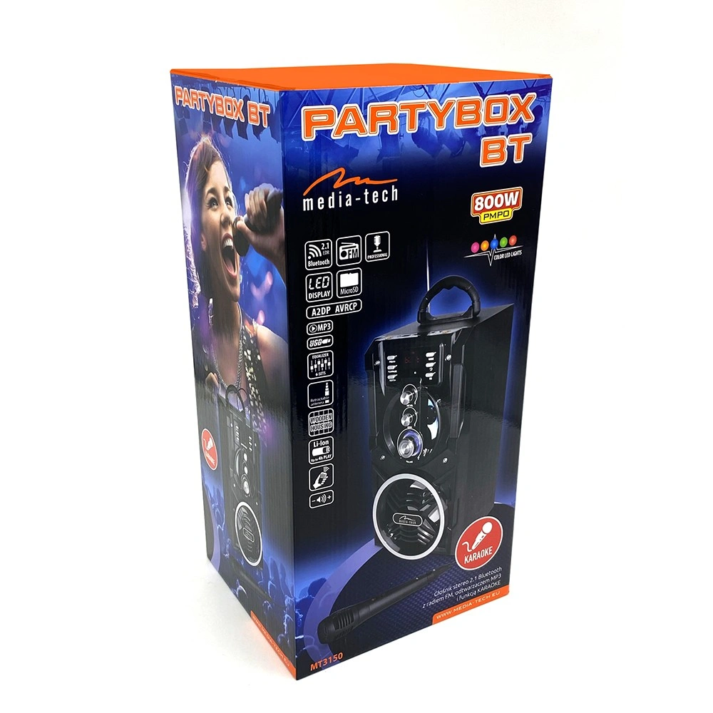 Media-Tech PartyBox BT MT3150 Bluetooth přenosný reproduktor s vestavěným 4,5" subwooferem a 3,8" st