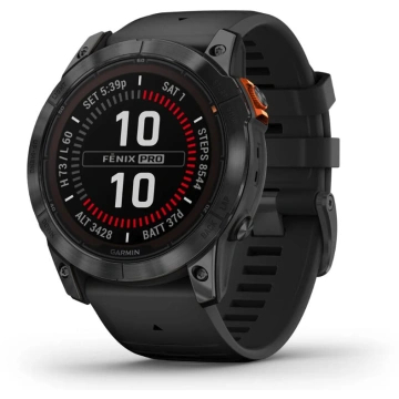 Garmin fenix 7X Pro Glass Solar - Gray / Black Silicone Band