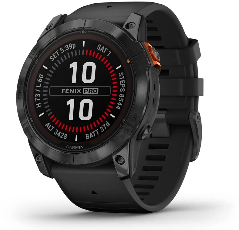 Garmin fenix 7X Pro Glass Solar - Gray / Black Silicone Band