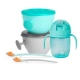 Skip hop  Set jídelní s hrnkem 5 ks Easy-Feed Mealtime Set Teal / Grey 6m +