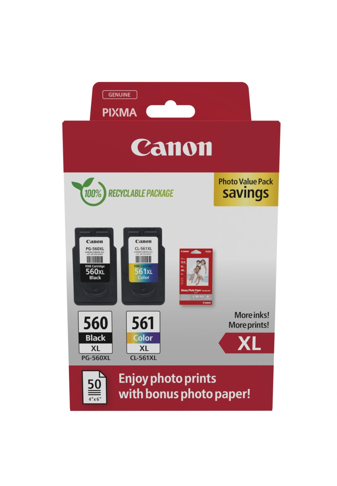 Canon cartridge PG-560XL / CL-561XL Multipack PHOTO VALUE / Black+Color / 400str. + 300str.