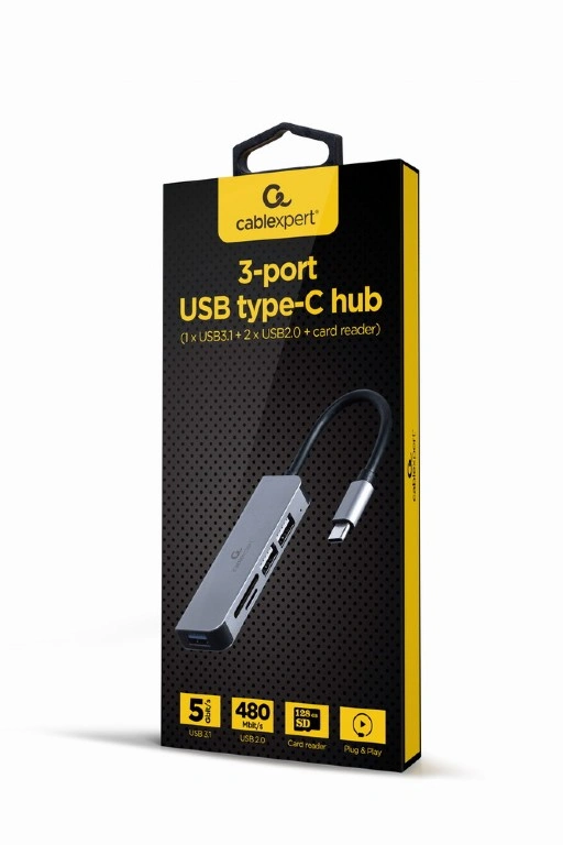 GEMBIRD MULTI ADAPTÉR USB TYP-C 5V1 (HUB + HDMI + PD + STEREO ZVUK) STŘÍBRNÝ