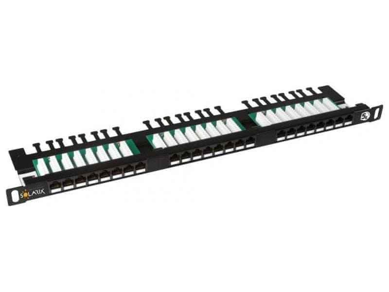 SOLARIX SX24HD-5E-UTP-BK 19 Patch Panel UTP CAT5E 24xRJ45 cable mang. black with 0.5 U