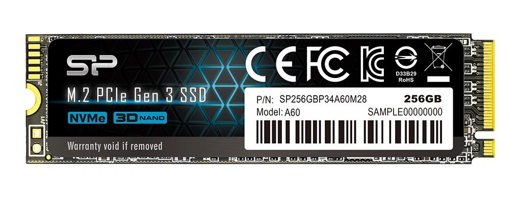 Silicon Power A60 SSD 256GB M.2 PCIe NVMe Gen3x4 TLC 2100/1200 MB/s (SP256GBP34A60M28)