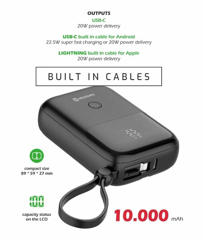 Swissten FAST CHARGE 10000 mAh Lightning a USB-C černá