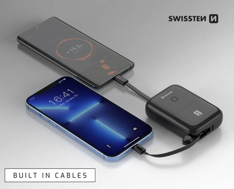 Swissten FAST CHARGE 10000 mAh Lightning a USB-C černá