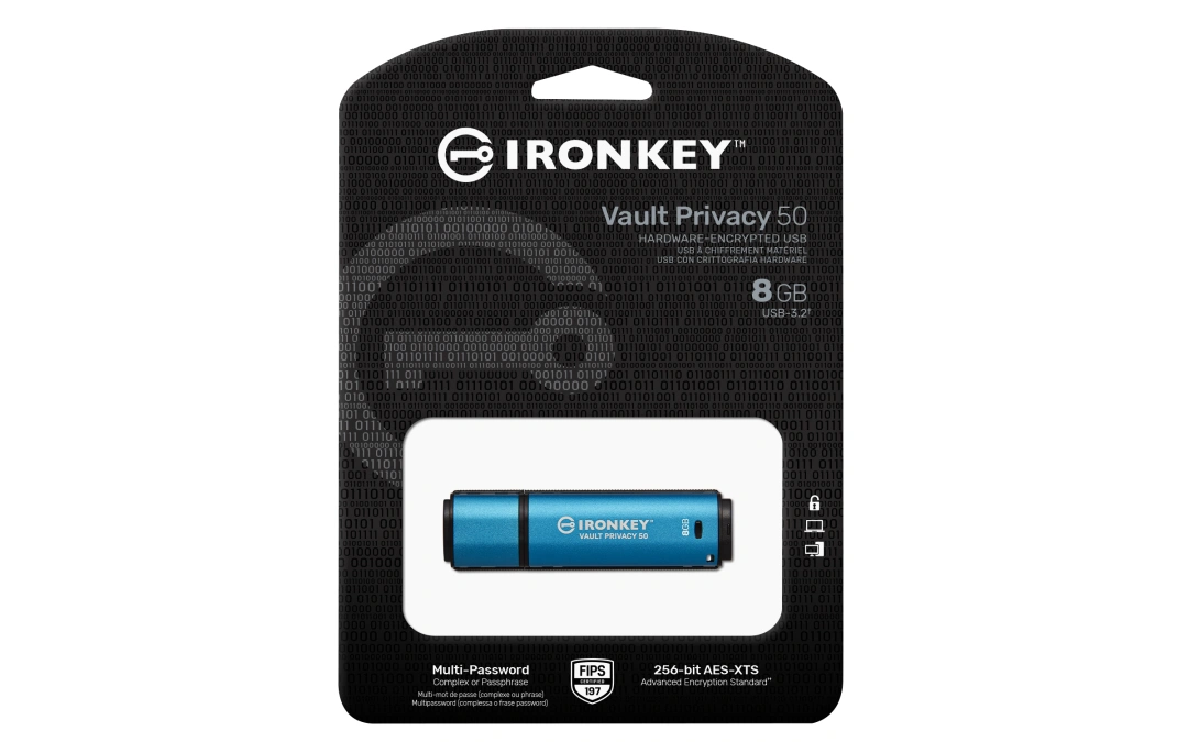 Kingston Kingston Ironkey Vault Privacy 50/8GB/USB 3.2/USB-A/Modrá