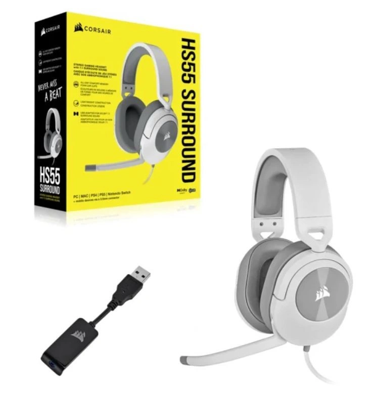 Corsair HS55 Surround, bílá