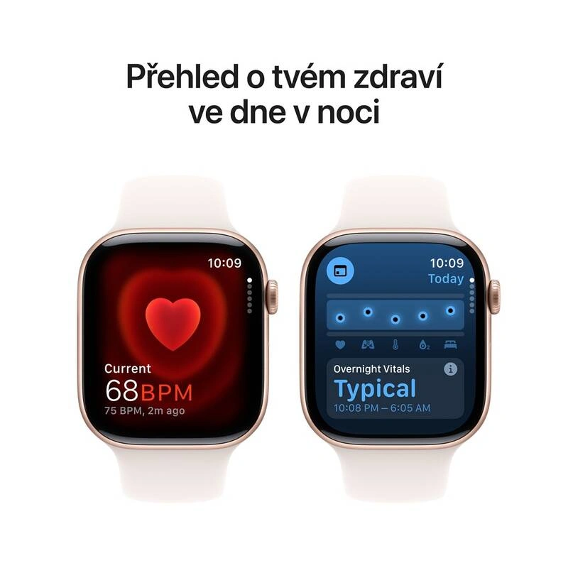 Apple Watch Series 10 GPS 46mm, pouzdro z růžově zlatého hliníku, světle ruměný sportovní řemínek – 