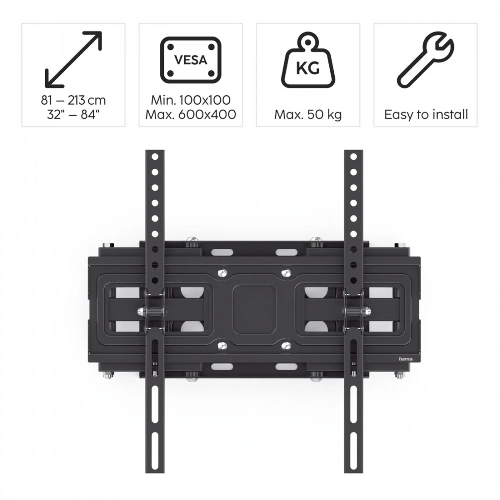 Hama pohyblivý, pro úhlopříčky 32" až 84", nosnost 50 kg, černá