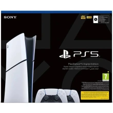 Sony PlayStation 5 Digital Slim + 2× bezdrátový ovladač DualSense, bílá