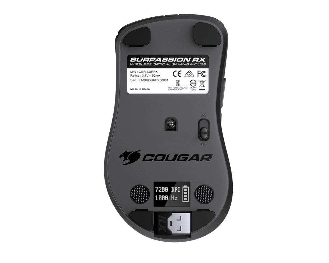 Cougar SURPASSION RX 2.4GHz, RGB LED optická/5 tlačítek/7200DPI, černá