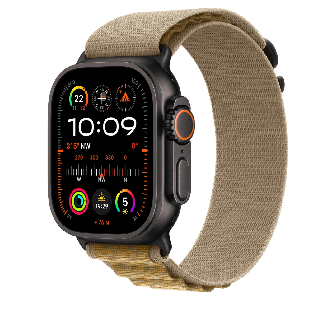 Apple 49mm žlutohnědý Alpský tah – malý – provedení z černého titanu (MYQ03ZM/A)