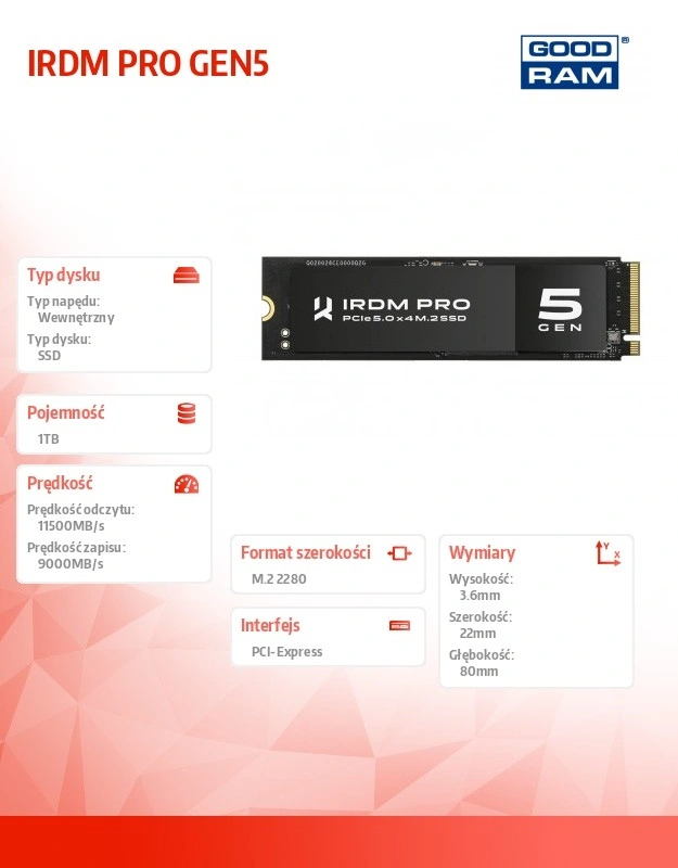 Goodram IRDM PRO 1TB NVMe Gen 5