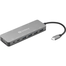 Sandberg USB-C Travel Dock, cestovní dokovací stanice13-v-1 , USB port, HDMI, VGA,Ethernet port...