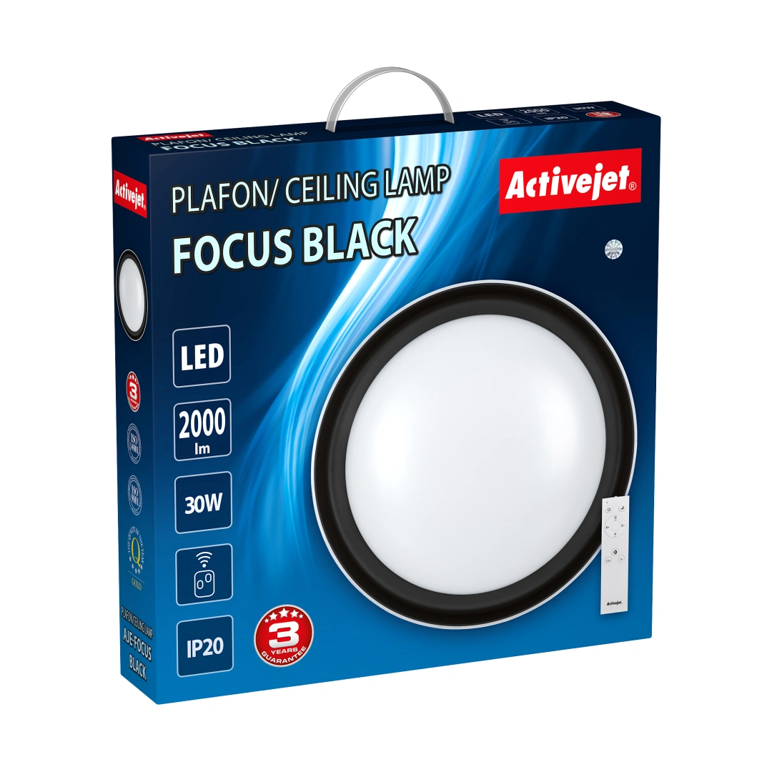 Activejet Plafon LED  AJE-FOCUS černá + pilot