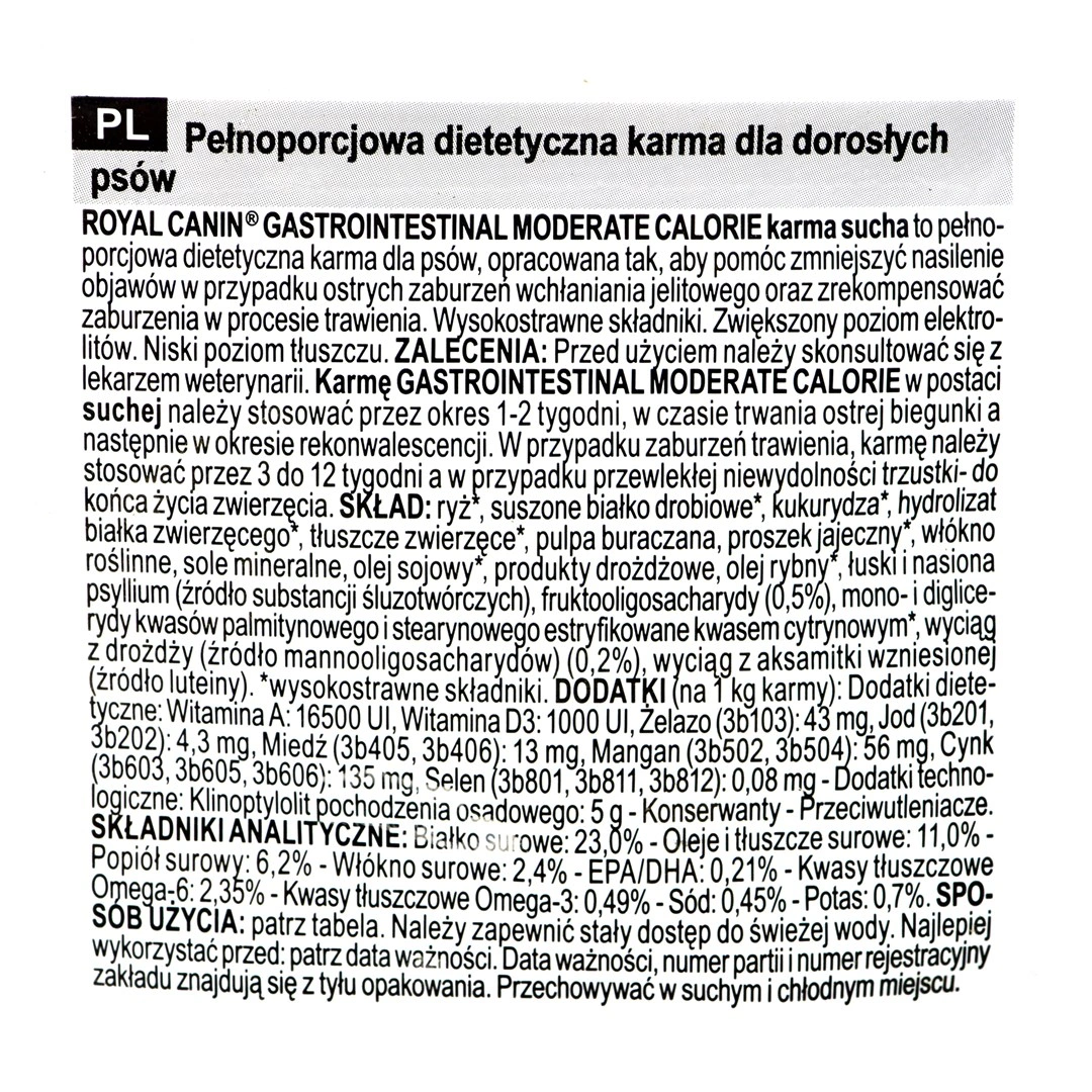 Royal Canin Intestinal Gastro Moderate Calorie 15kg