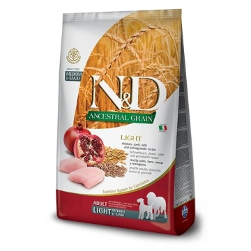 Farmina N&D ancestral grain dog light- chicken spelt oats and pomegranate adult medium & maxi 12kg