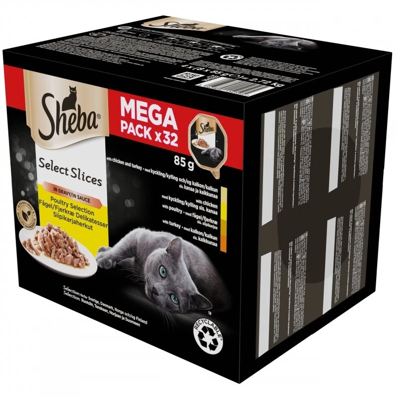 Sheba cat pouches chicken,turkey 32x85g