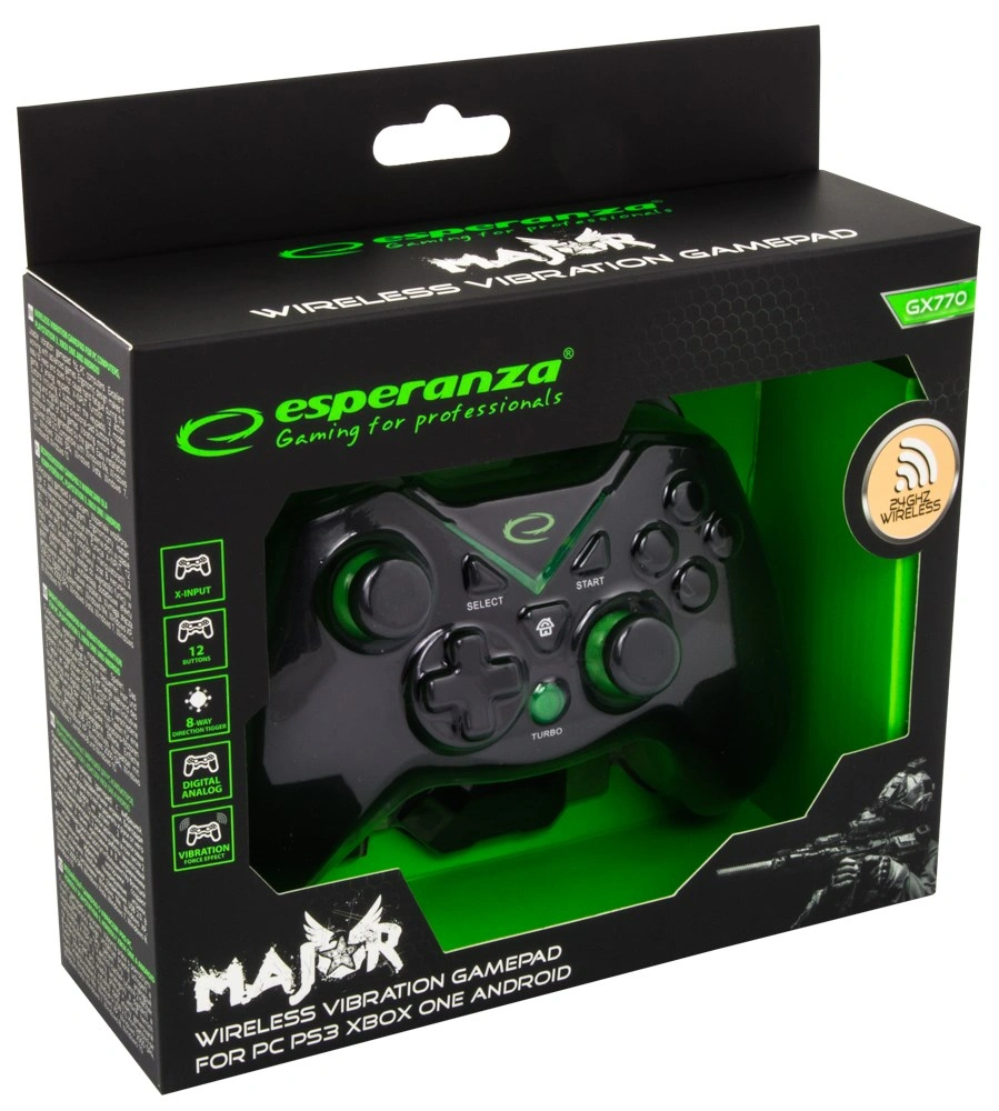 Esperanza Gamepad Major EGG112K černo-zelený