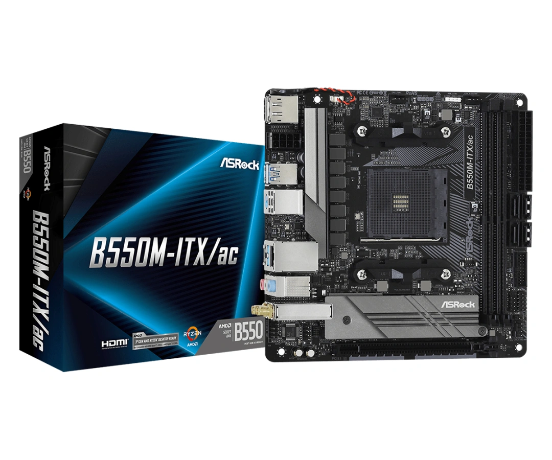 ASRock B550M-ITX/ac / AMD B550 / AM4 / 2x DDR4 DIMM / HDMI / DP / M.2 / WiFi /Mini-ITX