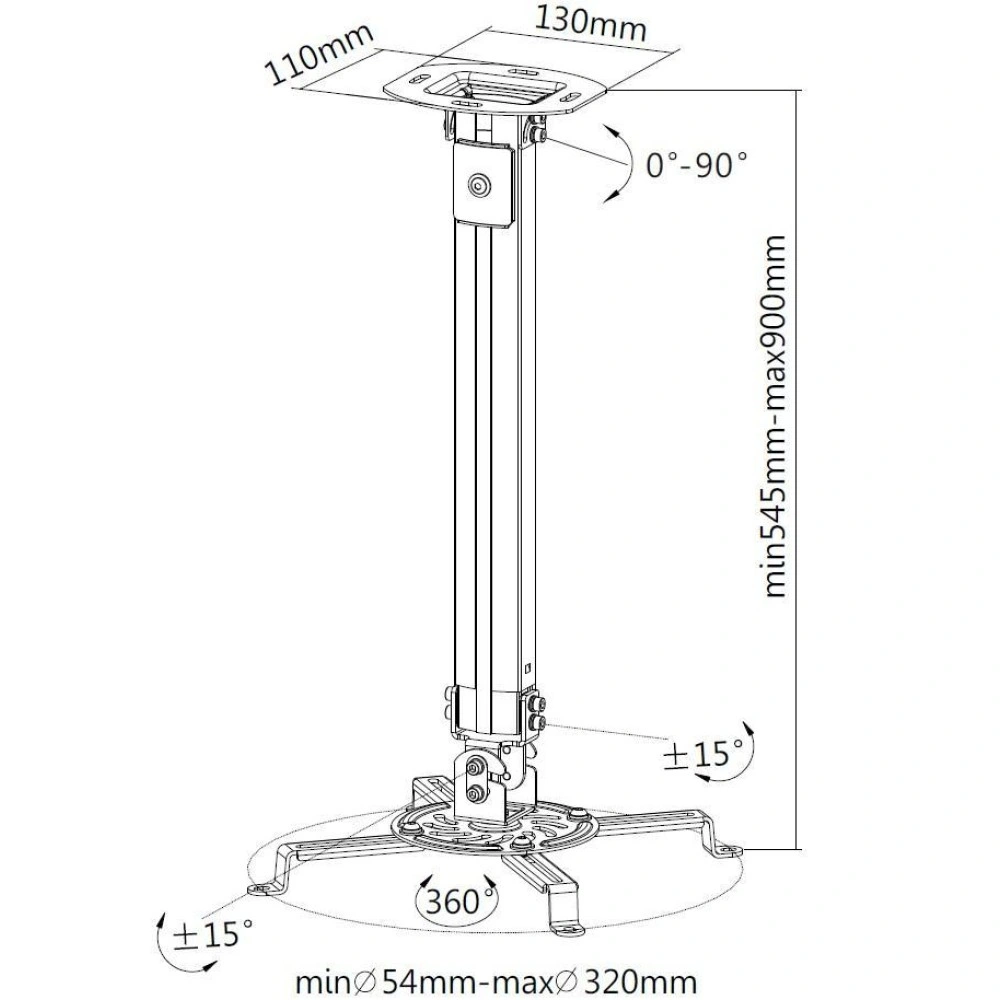 TECHLY STROPNÍ DRŽÁK PRO PROJEKTOR 54-90CM 13,5K