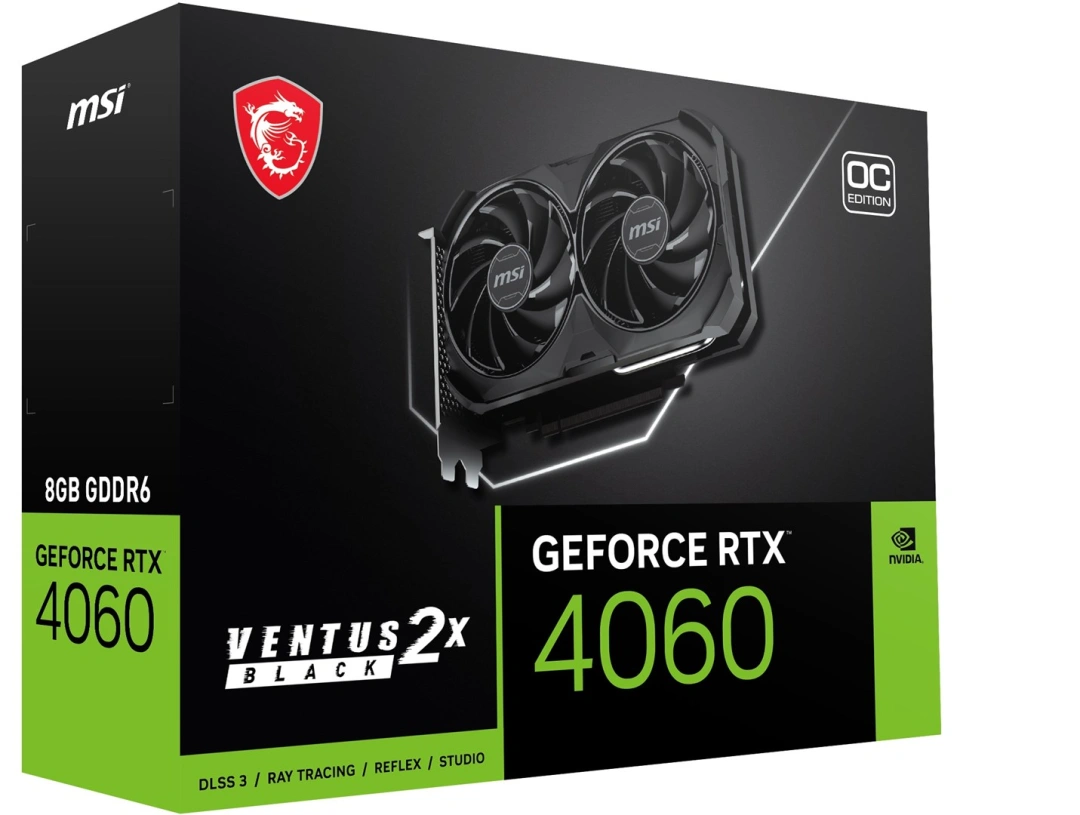 MSI GeForce RTX 4060 VENTUS 2X BLACK 8G OC, 8GB GDDR6