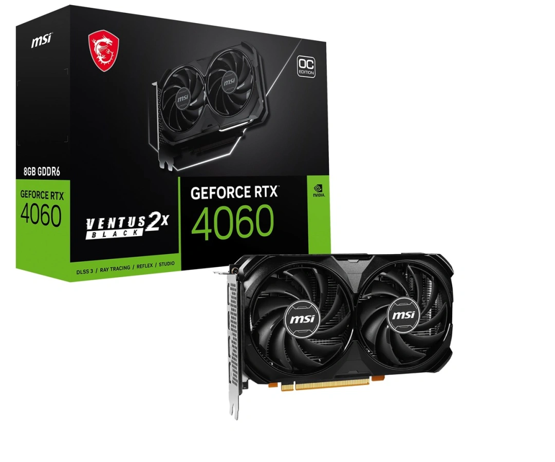 MSI GeForce RTX 4060 VENTUS 2X BLACK 8G OC, 8GB GDDR6