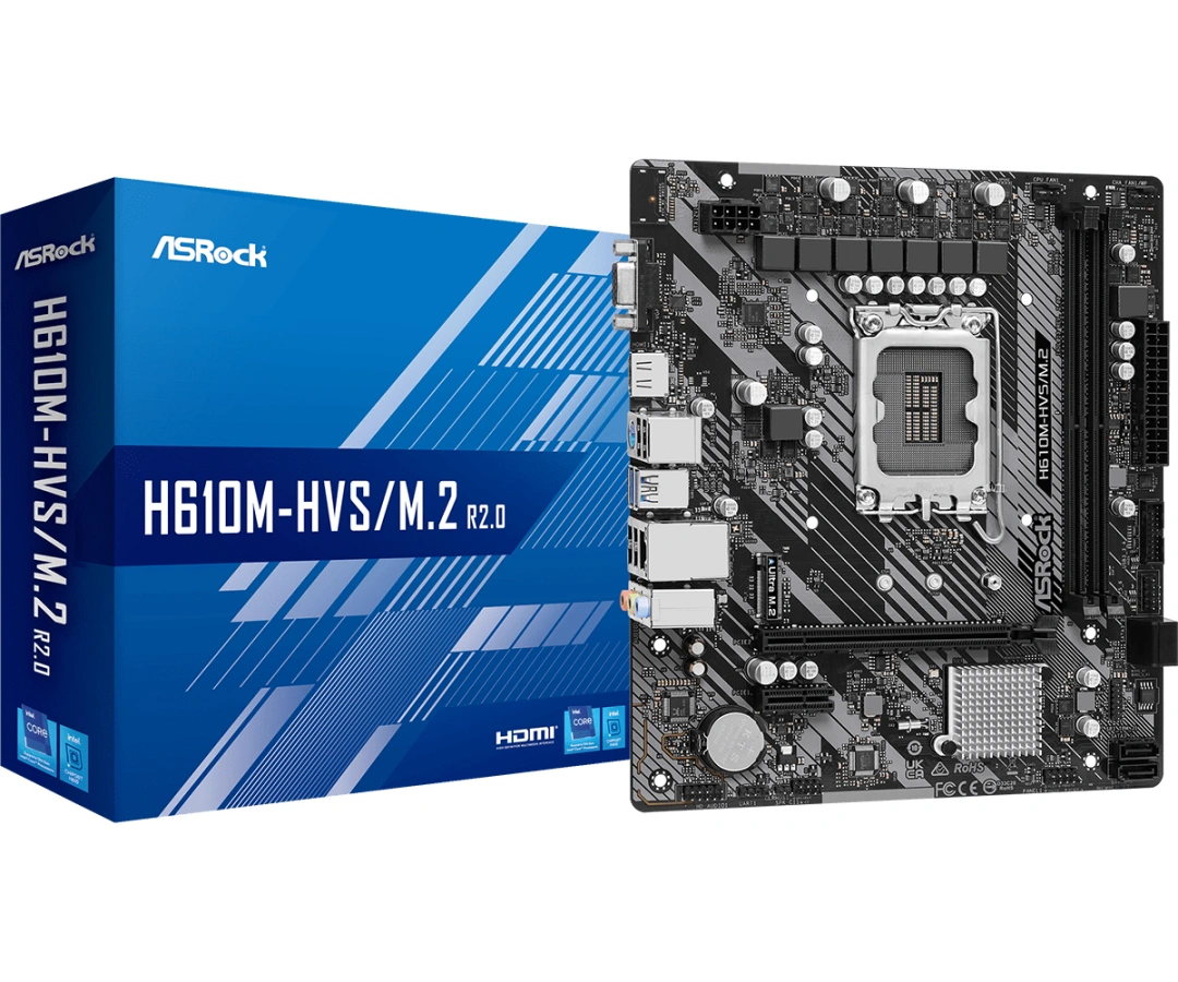 ASRock H610M-HVS/M.2 R2.0 / Intel H610 / LGA1700 / 2x DDR4 / M.2 / HDMI / VGA / mATX