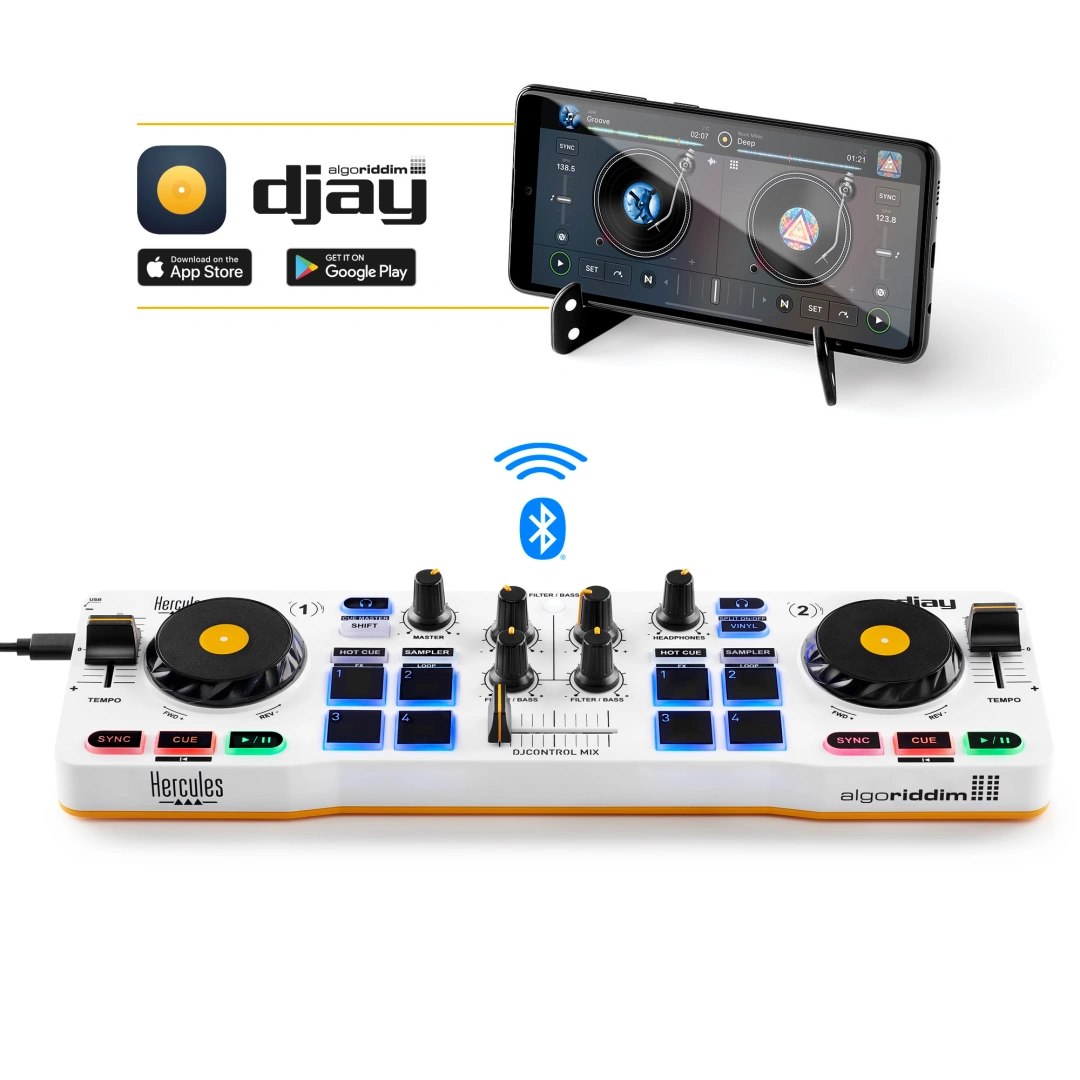 Hercules DJControl Control MIX Bluetooth Pour Smartphone et tablettes ( Andoid e 2 kanály/kanálů Čer