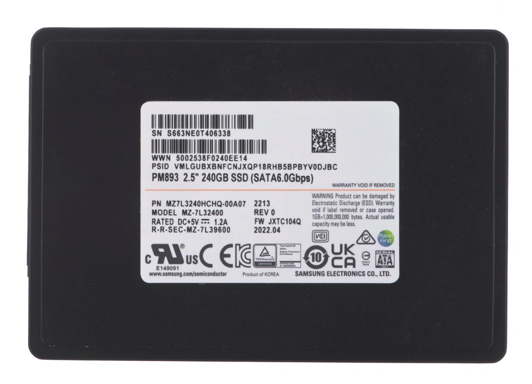 Samsung PM893 240GB SATA 2.5" MZ7L3240HCHQ-00A07 (DWPD 1)