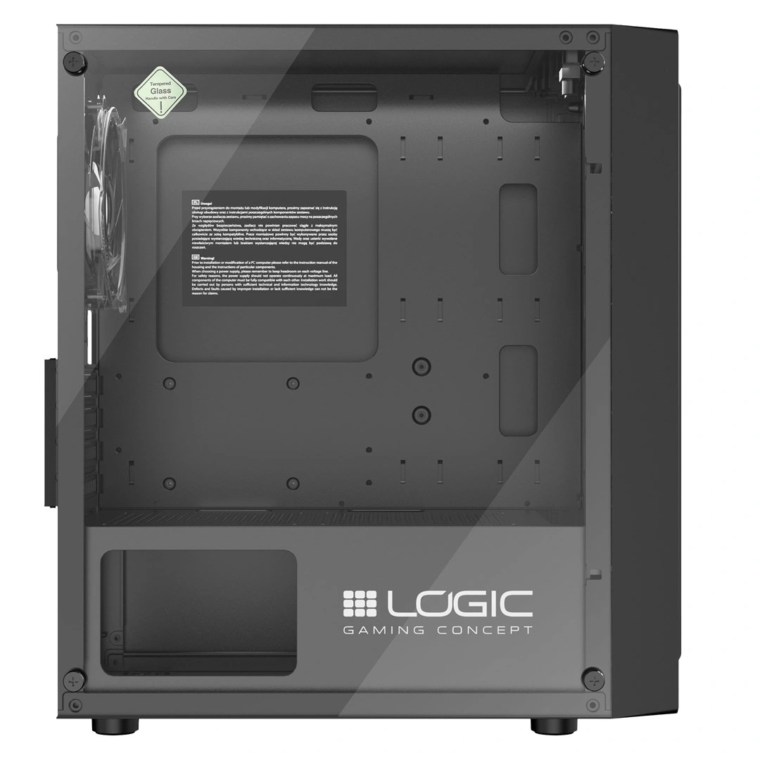 LOGIC PC skříň Atos ARGB MINI 1x USB 3.0, 2x USB 2.0 + audio, černá, bez zdroje