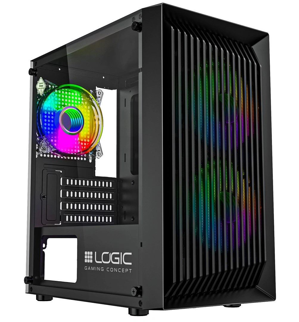 LOGIC PC skříň Atos ARGB MINI 1x USB 3.0, 2x USB 2.0 + audio, černá, bez zdroje