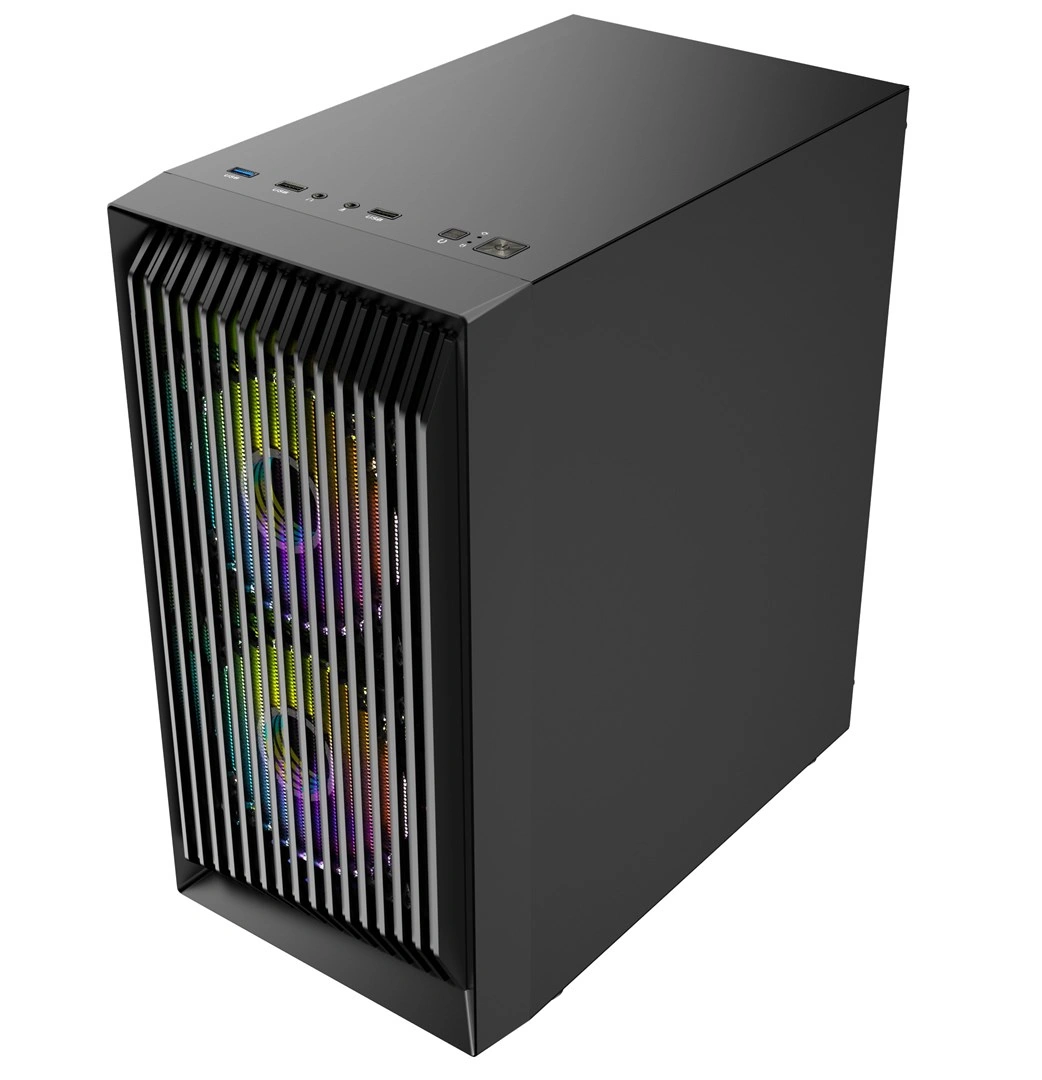 LOGIC PC skříň Atos ARGB MINI 1x USB 3.0, 2x USB 2.0 + audio, černá, bez zdroje