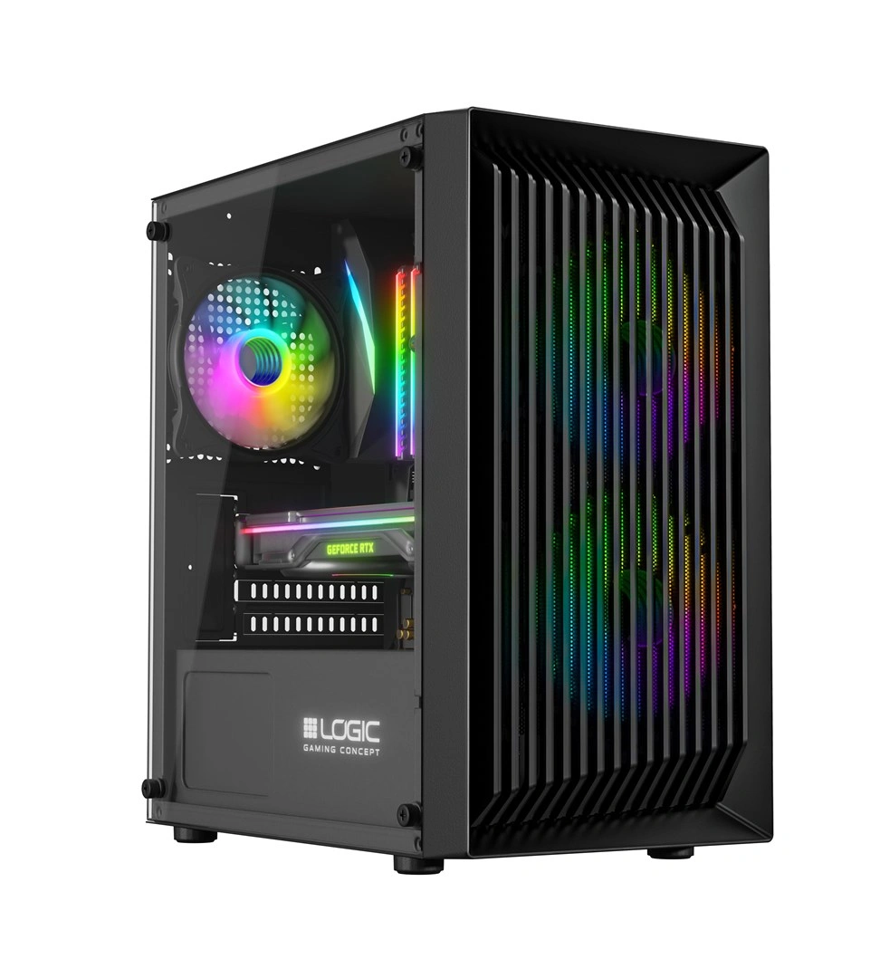 LOGIC PC skříň Atos ARGB MINI 1x USB 3.0, 2x USB 2.0 + audio, černá, bez zdroje