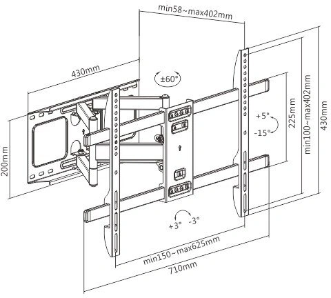 Gembird držák TV, 37"-80" (60kg), otočný, náklopný