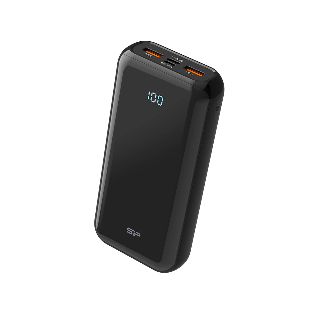 Silicon Power QS28 20000mAh LCD QC3.0+PD 2x USB A, 1x mUSB + 1x USB C, černá