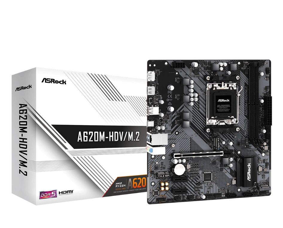 A620M-HDV/M.2 / AMD A620 / AM5 / 2x DDR5 DIMM / 2x M.2 / HDMI / DP / USB-C/ mATX