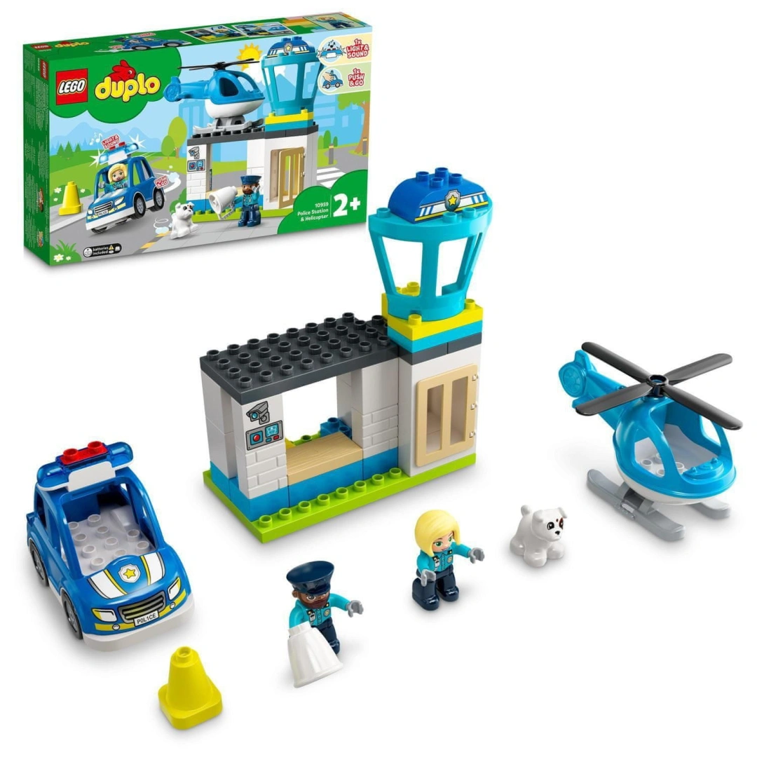 LEGO DUPLO 10959 Policejní stanice a vrtulník + LEGO DUPLO 10980 Zelená podložka na stavění