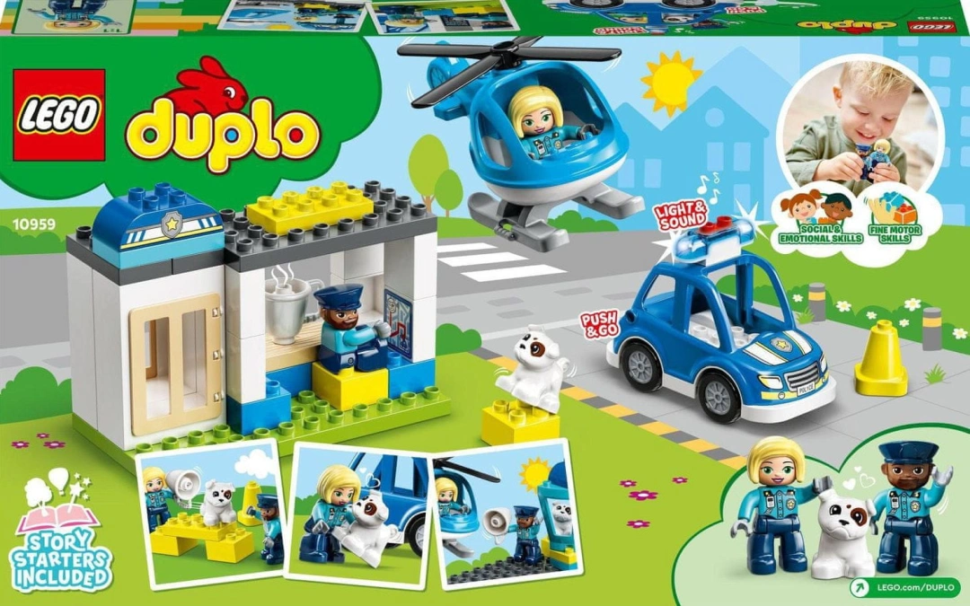 LEGO DUPLO 10959 Policejní stanice a vrtulník + LEGO DUPLO 10980 Zelená podložka na stavění