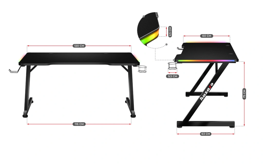 Herní stůl Huzaro Hero 2.5 RGB LED