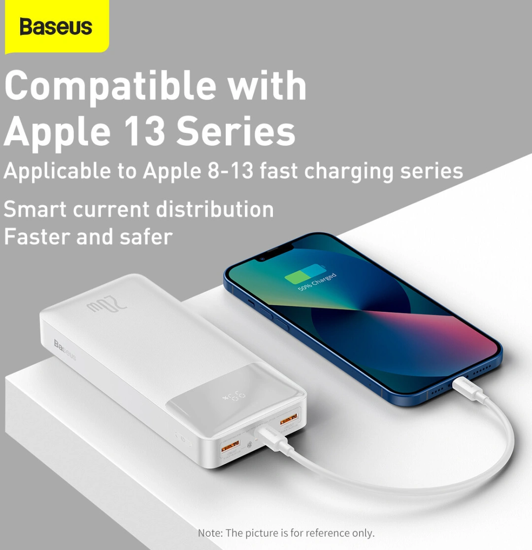 Baseus powerbank Bipow, 20000mAh, 20W, bílá