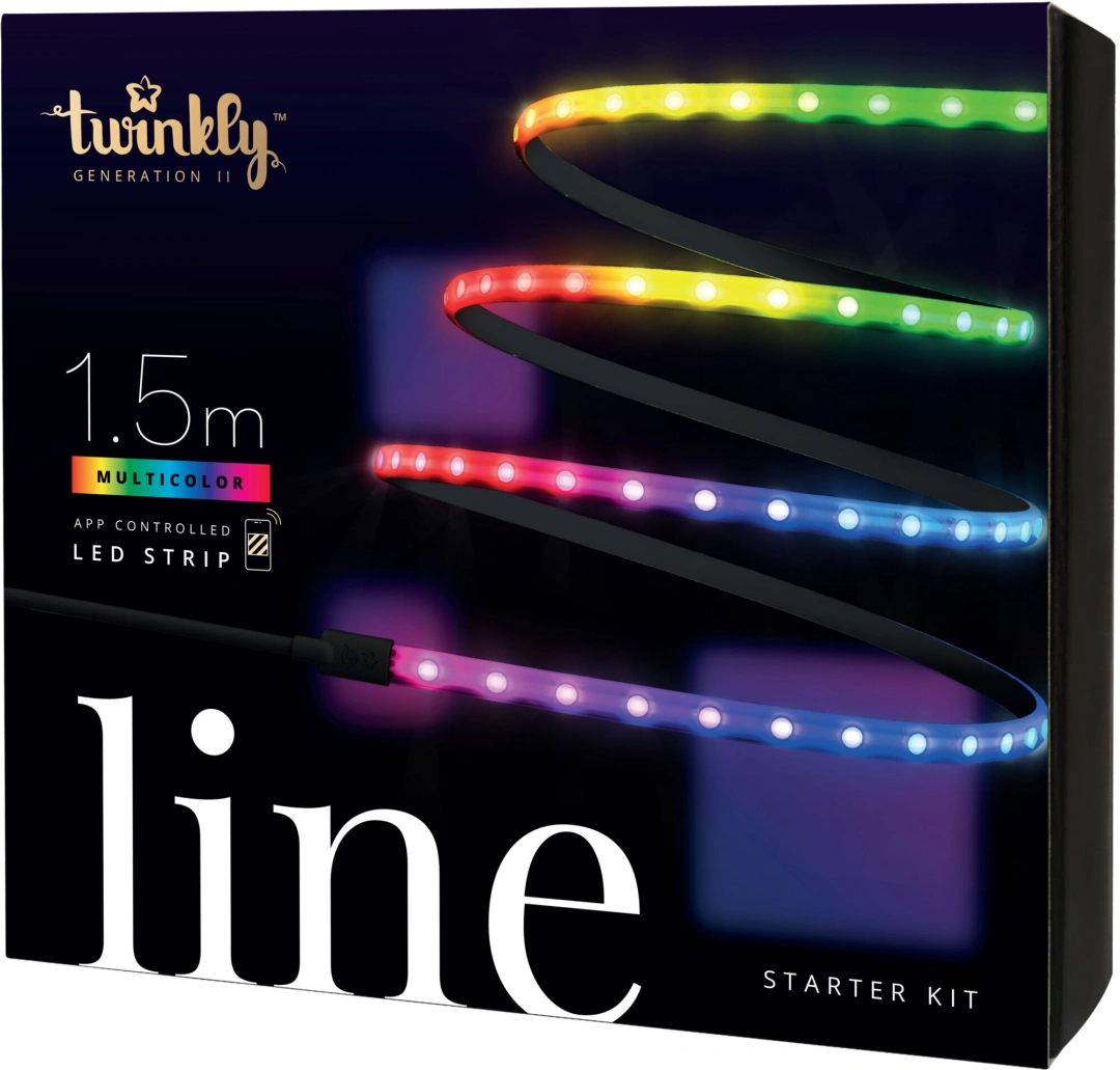 Twinkly LINE, LED pásek, 100LED, RGB, délka 1,5m, černý, BT+WiFi, Gen II, IP20 vnitřní