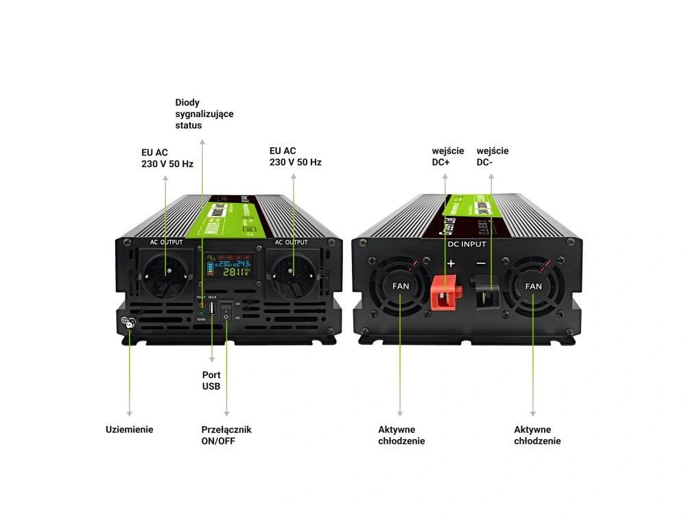 Green Cell PowerInverter LCD 24 V 3000W/60000W