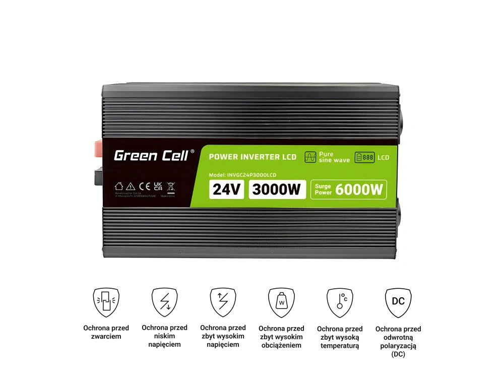 Green Cell PowerInverter LCD 24 V 3000W/60000W